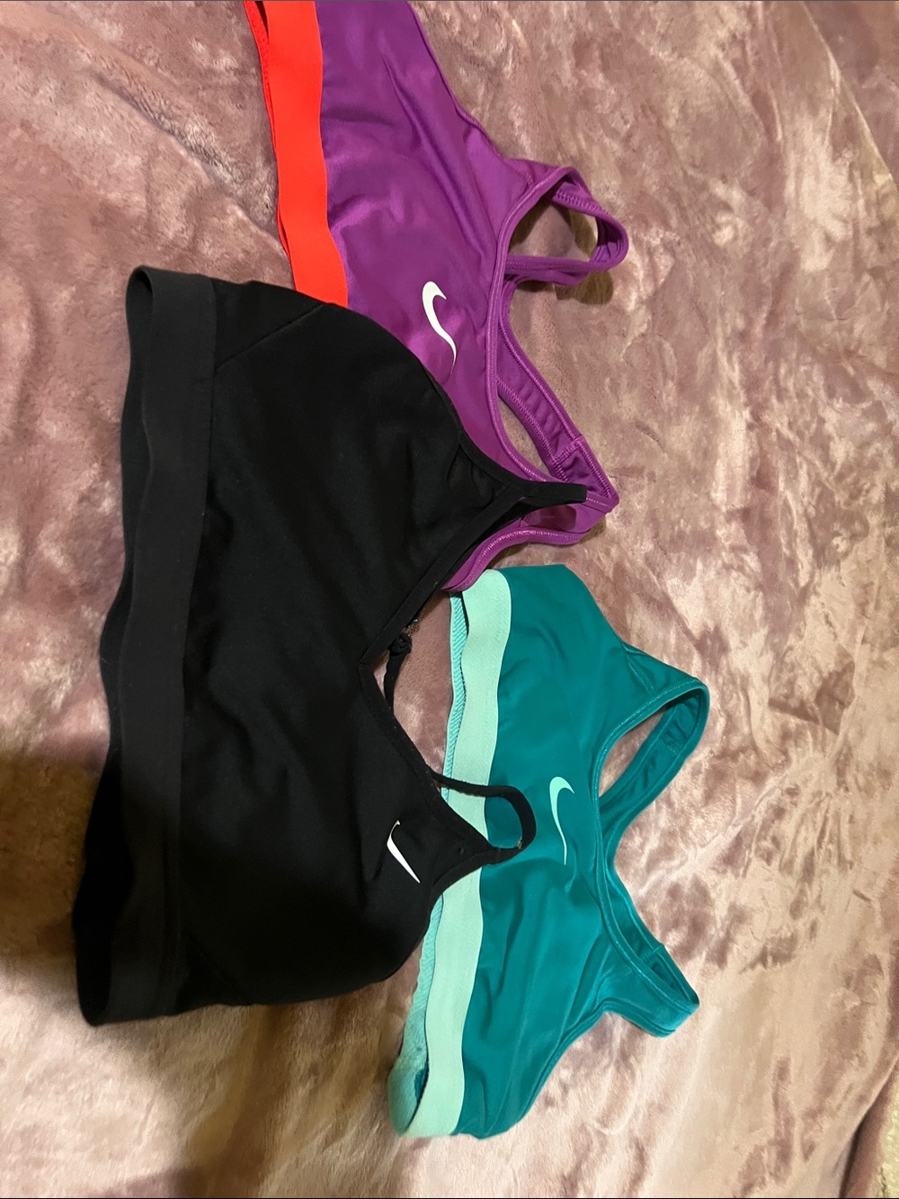 Nike Women's Sports Bra Trio - Black, Teal, Purple
